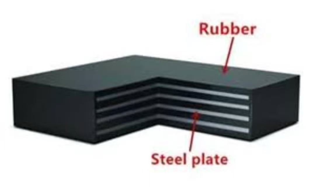 Laminated rubber bearing with steel plates